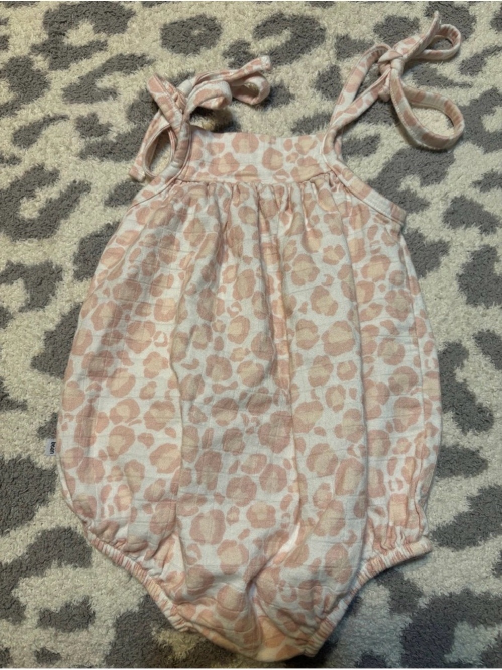 Birdie bean baby girls pink leopard bubble romper 3-6months